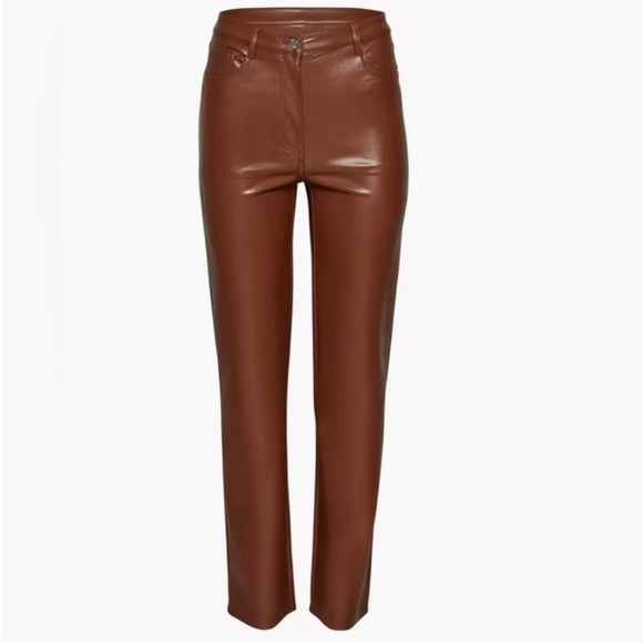 Aritzia vegan leather pants in Cognac NWT - Picture 4 of 8
